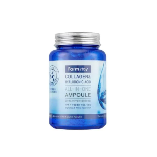 FarmStay Collagen & Hyaluronic Acid All-In-One Ampoule serums ar kolagēnu un hialuronskābi