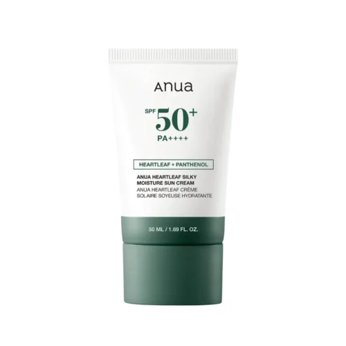 Anua Heartleaf Silky Moisture Sun Cream SPF50+/PA++++ nomierinošs sejas krēms ar SPF50