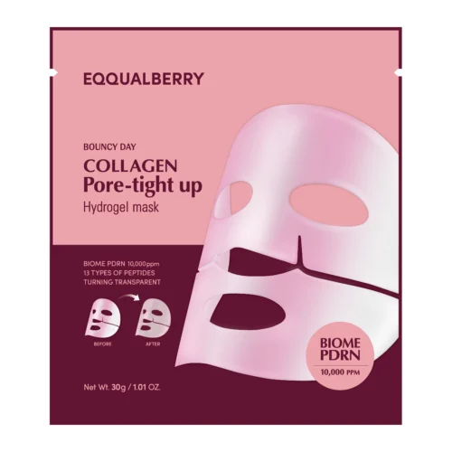 EQQUALBERRY Collagen Pore Tight Up Hydrogel Mask sejas maska poru sašaurināšanai