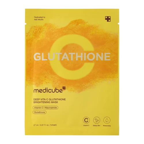 Medicube Deep Vita C Glutathione Mask izgaismojoša sejas maska ar C vitamīnu