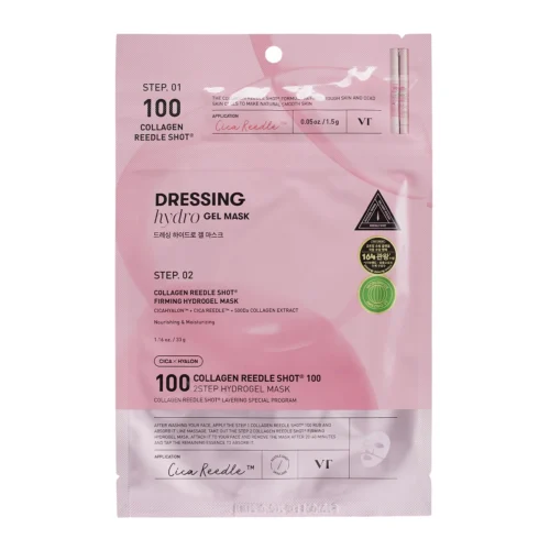 VT Cosmetics Collagen Reedle Shot 100 2Step Mask mikroadatiņu serums un hidrogela sejas maska