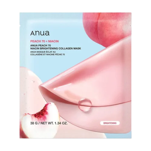 Anua Peach 70 Niacin Brightening Collagen Mask balinoša hidrogela maska